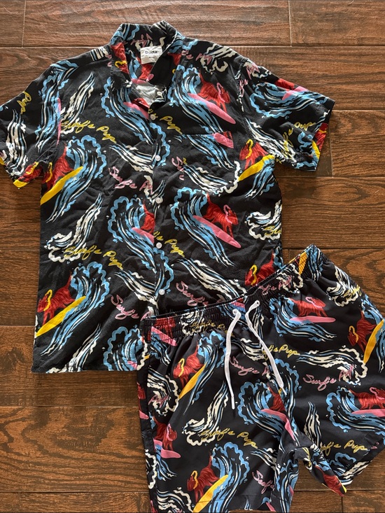 Duvin Other - Duvin Surf Print Short Sleeve Shirt & Swim Shorts Set